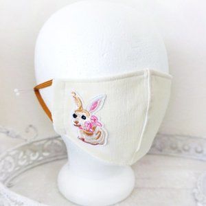 Ivory Bunny Rabbit Patch Face Mask